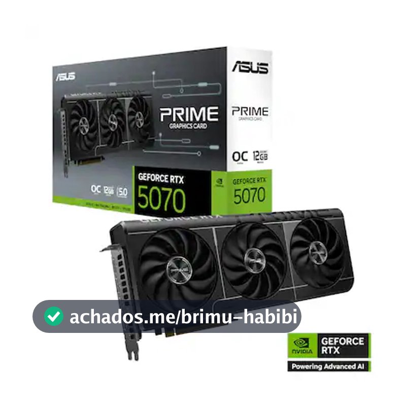 Placa de Video GeForce NVIDIA ASUS RTX5070 12GB PRIME OC GDDR7 90YV0M10-M0NA00