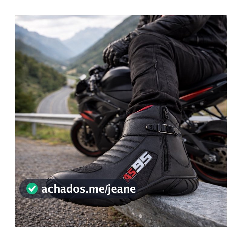 Bota Exclusiva Motociclista Atron Shoes Preto Couro Legítimo