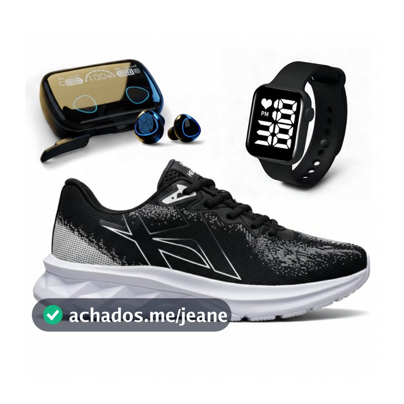 Kit Tênis Masculino + Relógio Digital + Fone Bluetooth Esportivo Academia Promoção Envio Imediato
