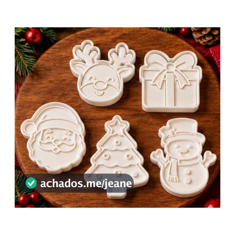 Cortador e Carimbo para Biscoitos kit com 5 pcs, 60mm Profissional Confeitaria
