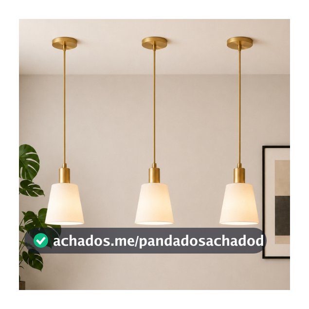 Kit 3  Luminária Pendente Clássico Cônico  Bocal E27 150cm Dourado/Preto Interna Sala Mesa Decoração