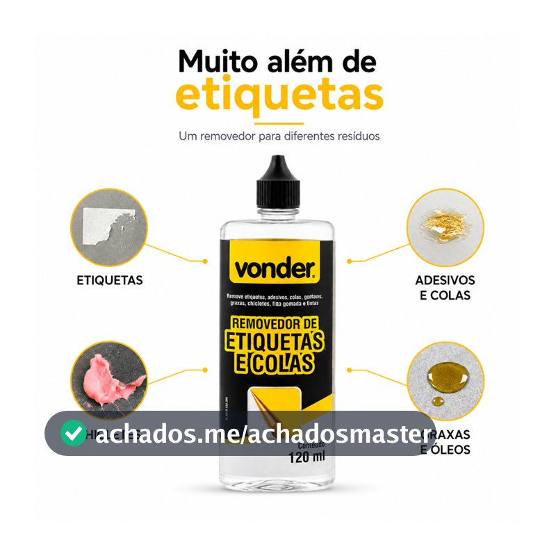 Removedor de Etiquetas e Colas Vonder 120ml para Adesivos Chicletes Graxas Óleos Decalques e Fitas Gomadas Multiuso