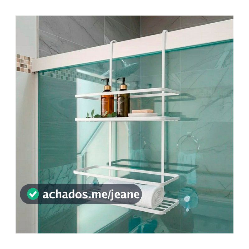 Suporte Shampoo Duplo P/ Pendurar No Box Vidro Banheiro Sabonete Encaixe Sem Furo