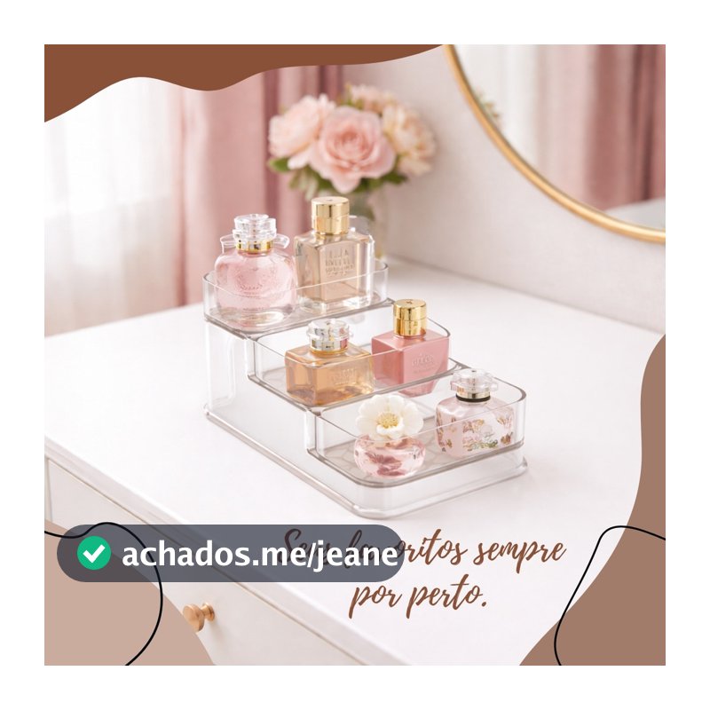 Organizador Acrílico Mini 3 Camadas UZ Porta Maquiagem Perfume Esmalte Temperos Transparente