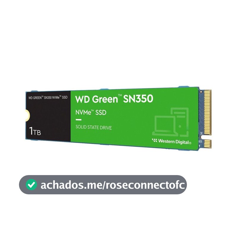 SSD M.2 NVMe 1TB Western Digital WD Green SN350 Velocidade de Leitura/Gravação até 2400/1850MB/s Gen3x4 WDS100T2G0C