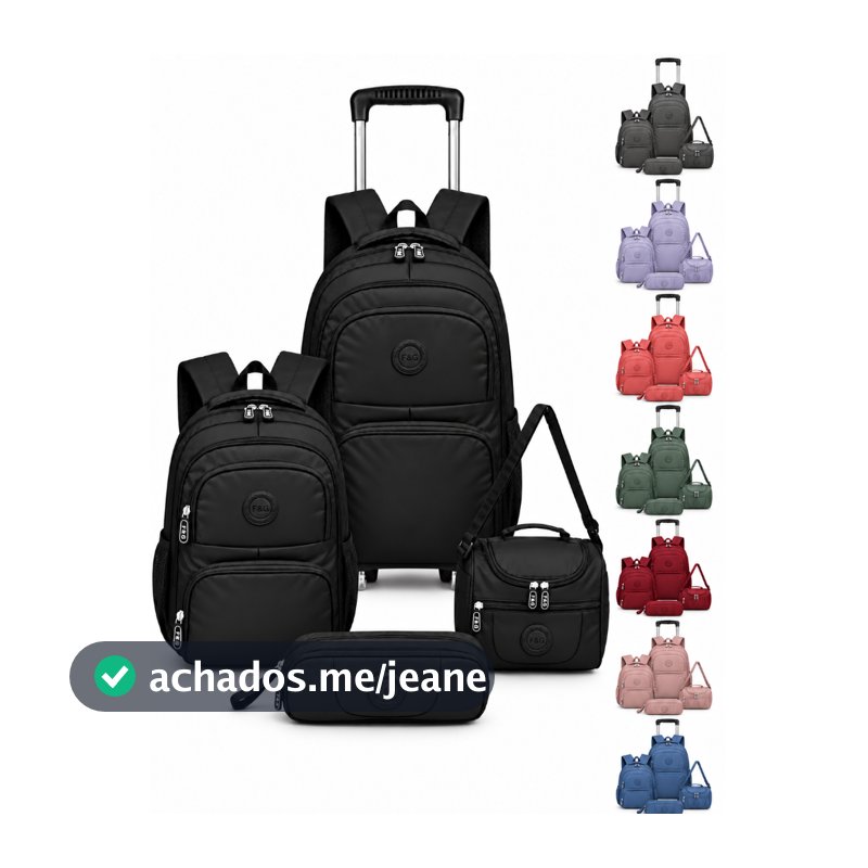 Kit Mochila Mochilinha Lancheira Estojo 4 Peças Reforçada Menina Menino