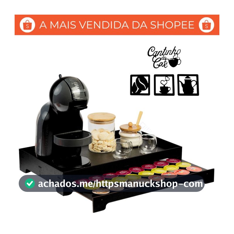 Bandeja Cantinho do Café com Gaveta 40 Cápsulas Compatível para Dolce Gusto e Diversos Modelos Café