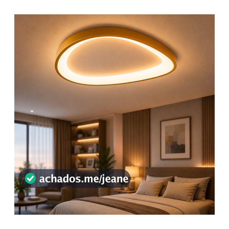 Lustre Sobrepor Plafon Led 45w Organico 52cm Moderno 3 Em 1 Dourado Sala Quarto Cozinha