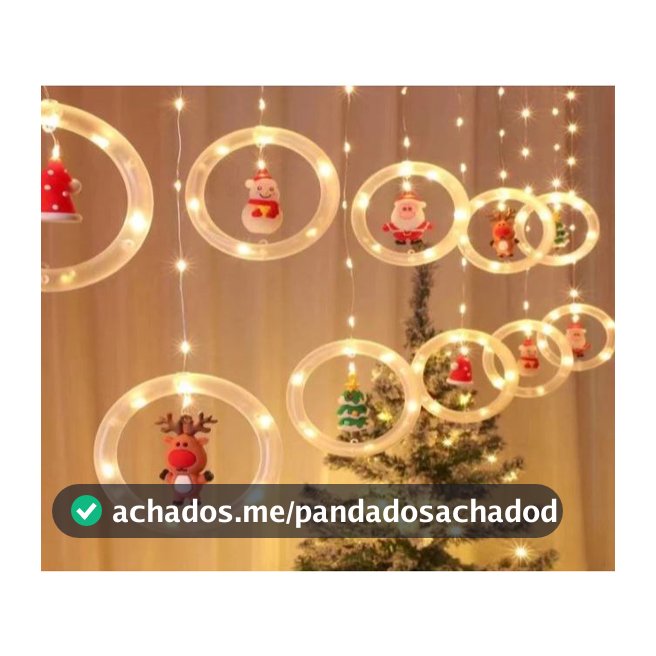 Cortina de Luz LED Cascata Pisca-Pisca Natal  Estrela, Papai Noel Decoração Festiva