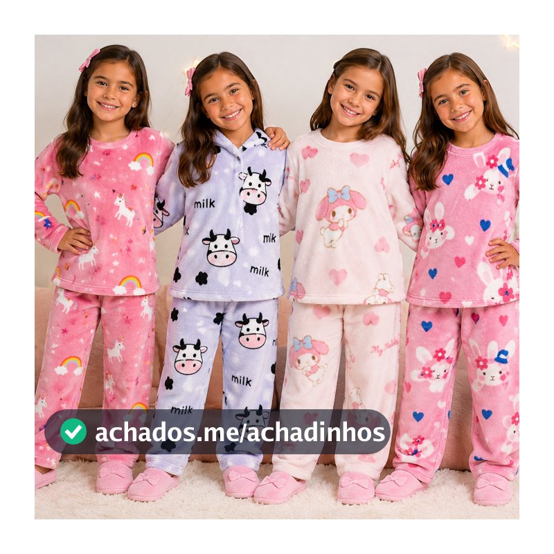 Pijama Infantil Peluciado Soft Fleece Longo Inverno menino menina estampado