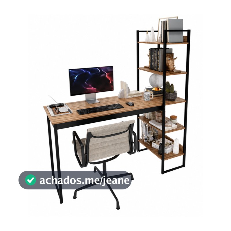 Escrivaninha Industrial com Estante Rack Pés de Metal
