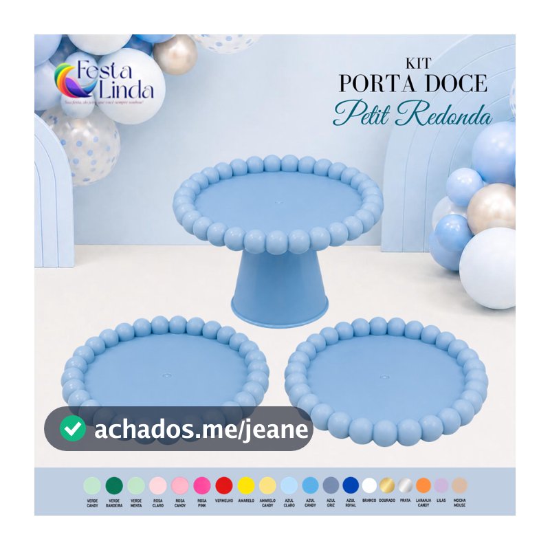 KIT PETIT REDONDA 1 PORTA DOCE E 2 BANDEJAS - Festa e decoração.