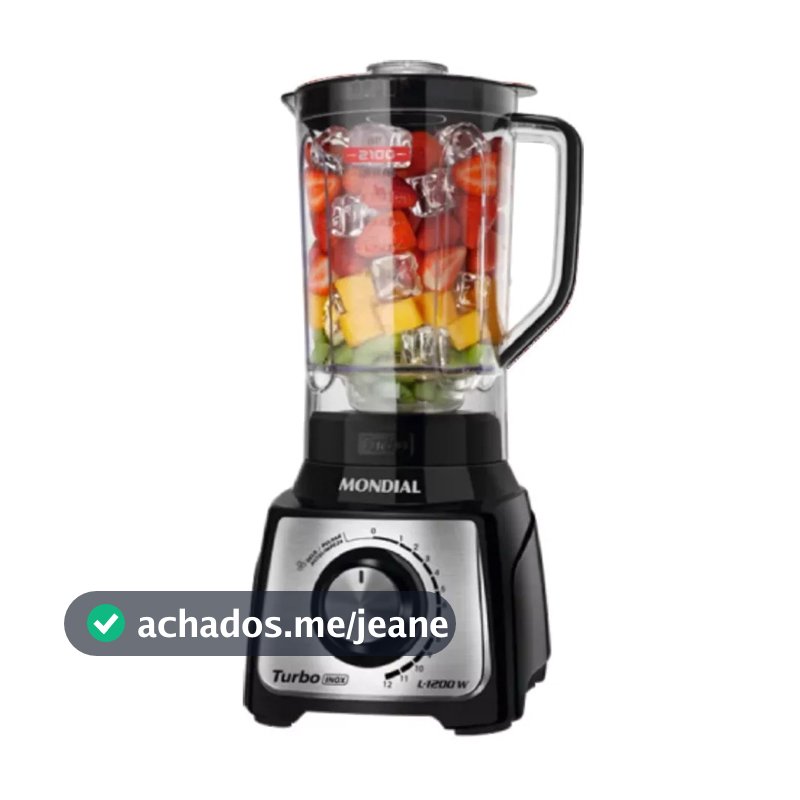 Liquidificador Mondial Turbo 1200w 3L Inox L-1200 Preto 110V