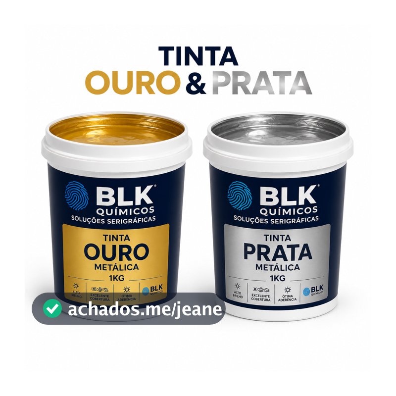 Tinta Metalizada Ouro ou Prata  Acrílica Efeito Foil para Serigrafia Estamparia Artesanato1kg Base Agua