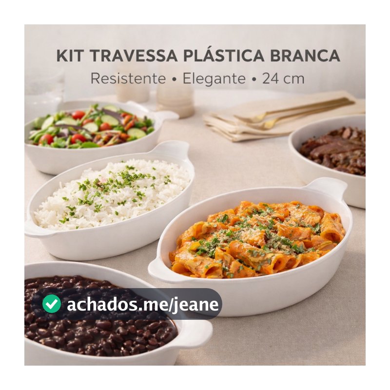 Kit c/ 5-10 Travessas Petisqueiras Plástico Branco Resistente 24cm-Servir comidas,churrasco,petiscos