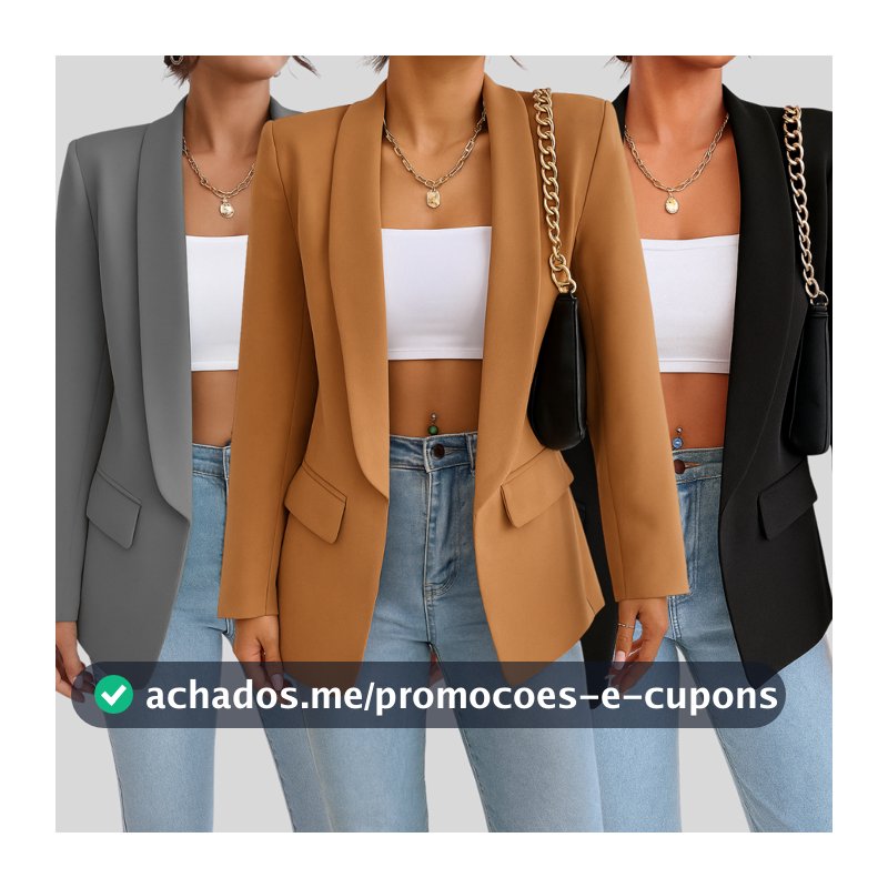 Max Blazer Feminina Longo Alfataria Socia Manga Longo
