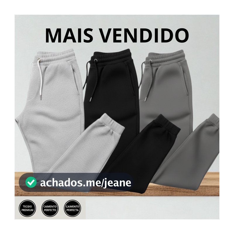 Kit Calça de Moletom Algodão unissex com Elástico e Punho Estilo e Conforto