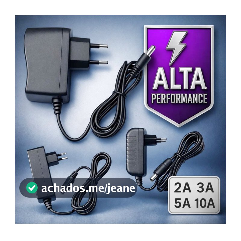 Fonte Eletrônica 12V 2A 3A 5A e 10A Bivolt 110V 220V Plug P4