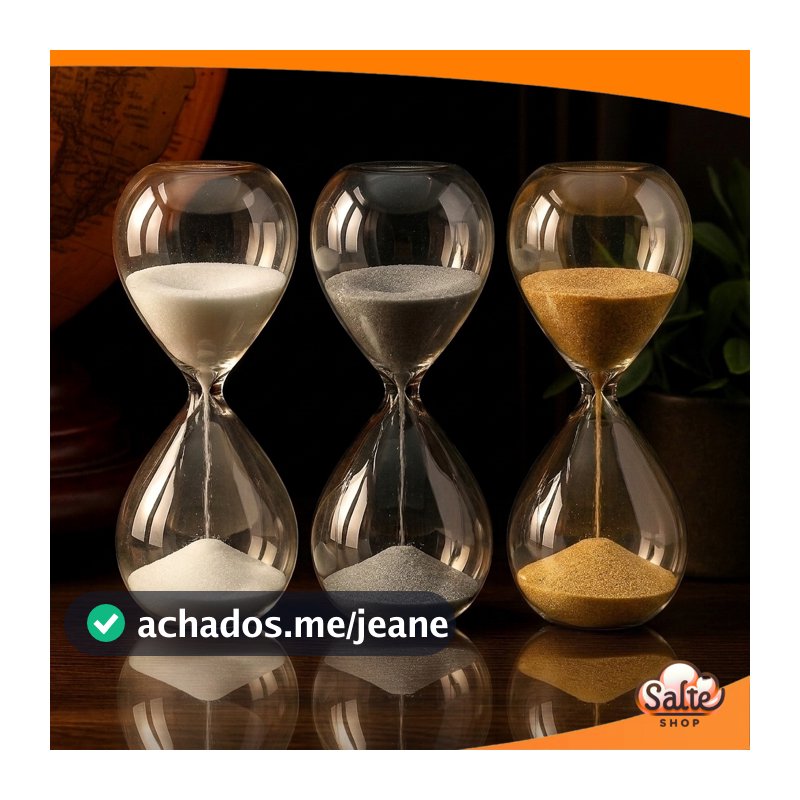 Ampulheta Vidro Decorativa 5 Minutos Timer de Areia Relógio Decoração Estante Mesa Ouro Cinza Branco