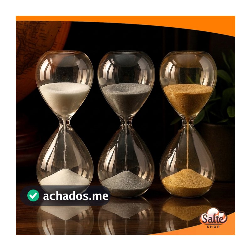 Ampulheta Vidro Decorativa 5 Minutos Timer de Areia Relógio Decoração Estante Mesa Ouro Cinza Branco