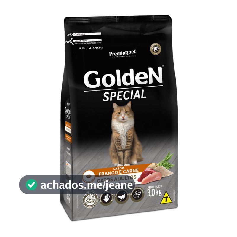Ração Golden Special Gatos Adultos Frango e Carne 3kg