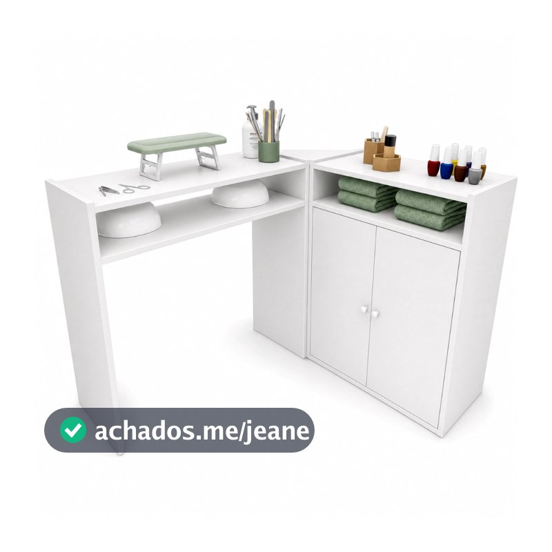 Mesa Manicure Em L Para Salão De Beleza Portas Spa Designer Moderno Kit Apoio Mãos Unhas Completo