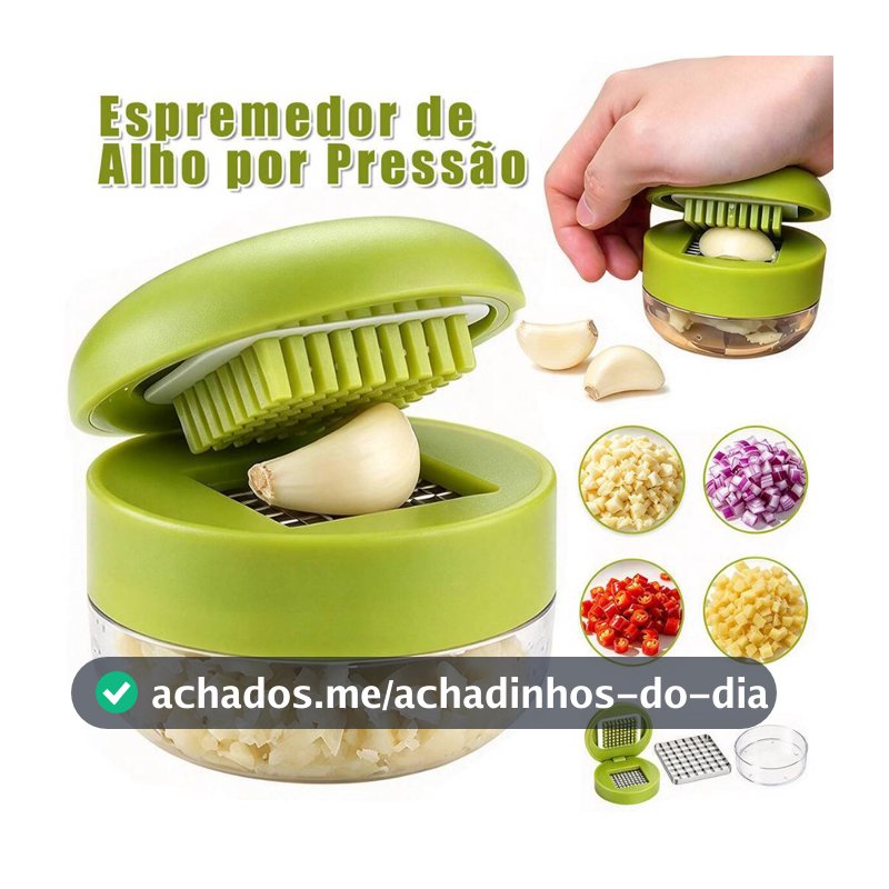 Espremedor de Alho Manual de Pressão, Tela Aço Inox Compacto Utensílio para Cozinha