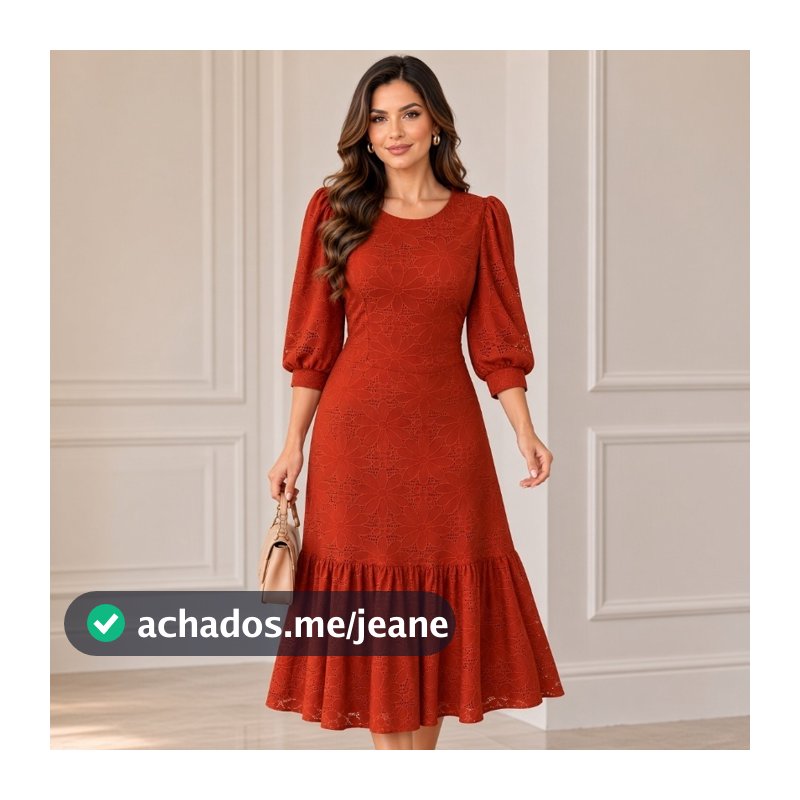 VESTIDO FEMININO SOCIAL MIDI MARIA LESSE MALHA MANGA BUFANTE MODA EVANGELICA CASUAL LUXO CONGRESSO