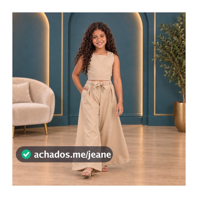 Conjunto de blusa e calça pantalona infantil e juvenil para meninas casuais