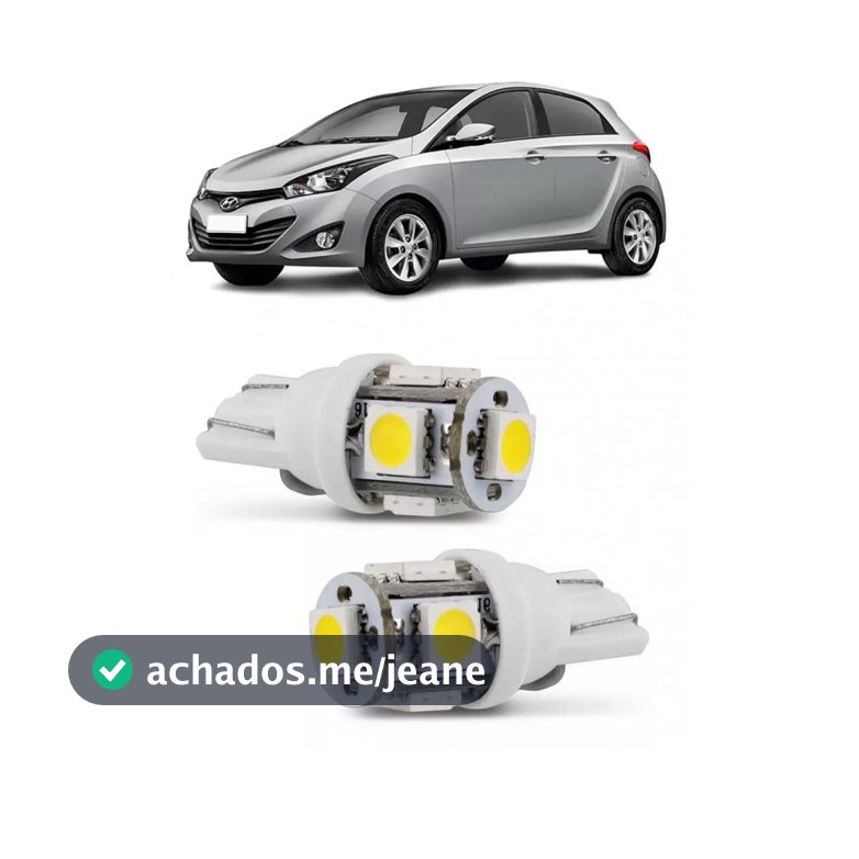 Par Lampada Pingo T10 5 LED Torre HB20 Farol Teto Placa