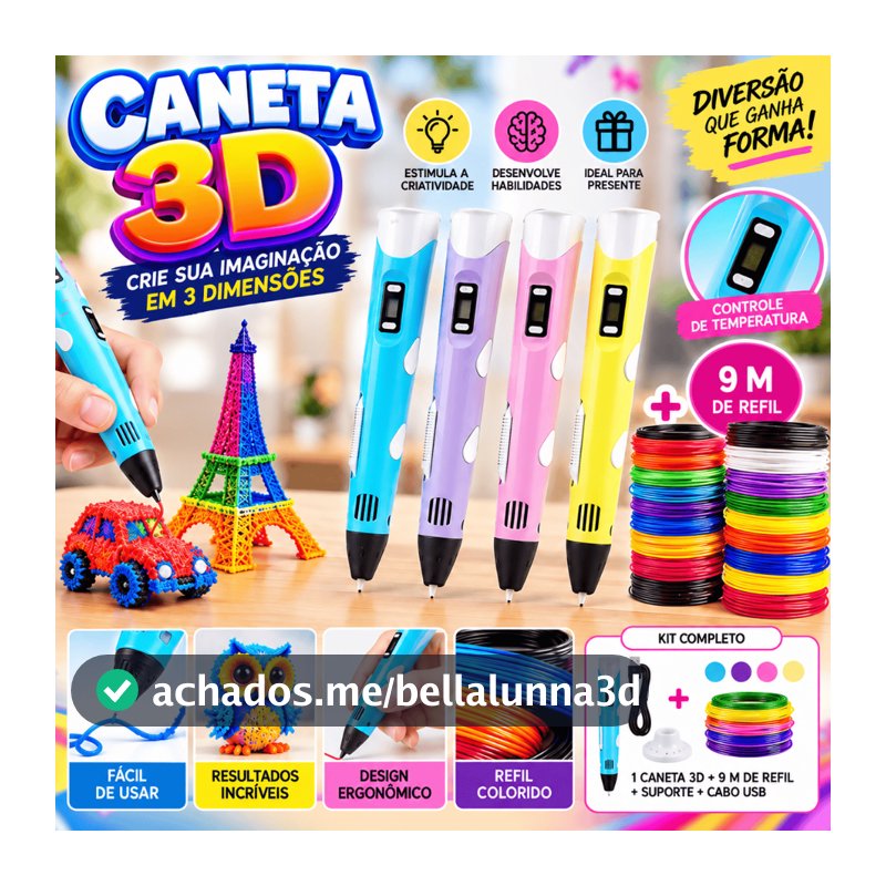Caneta 3D Impressora Infantil Pintura Desenho 3D DIY Refil Filamento Plástico Seguro Para Crianças ES