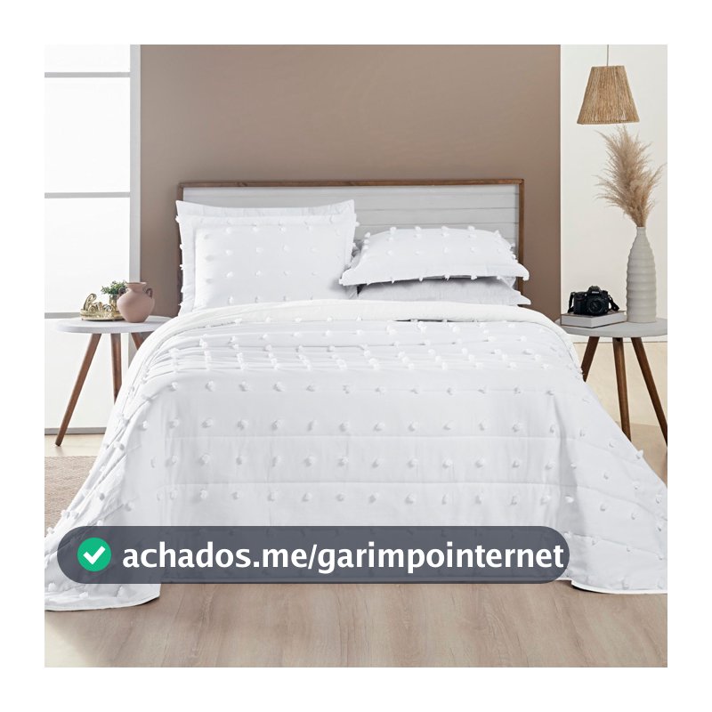 Cobre Leito Solteiro Casal Queen King Pompom 300 Fios Dupla Face 2 e 3 Peças