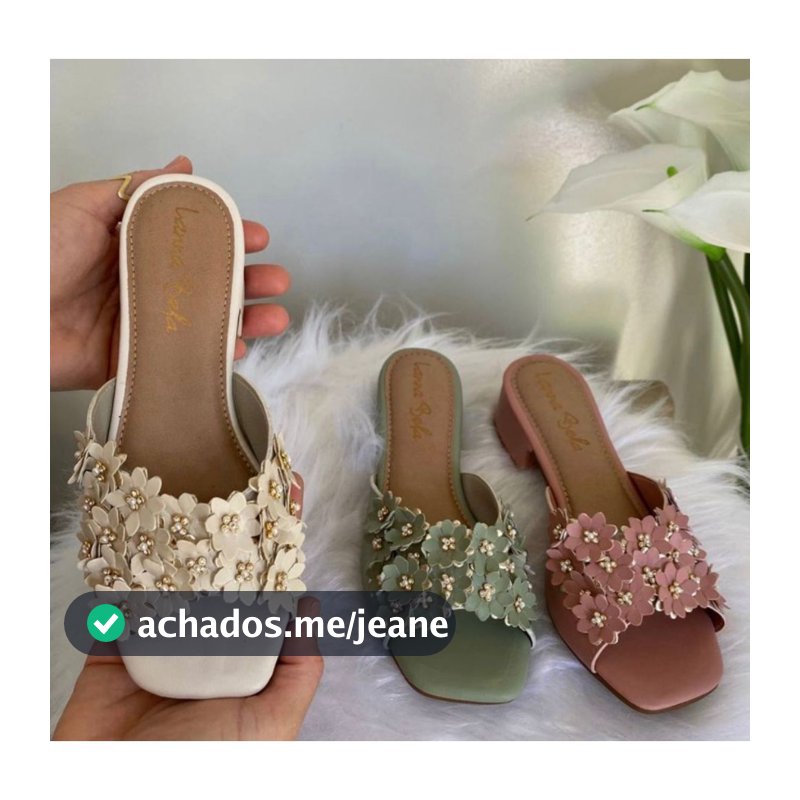 sandália diferente feminina sandália salto flor sandal tamanco sandal tamanco sandália salto bloco REF 514