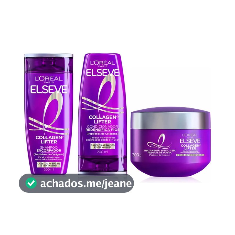 Kit Elseve Colageno Lifter Shampoo 200ml+Condicionador 200ml+Máscara 300g-Lançamento L'Oréal Paris