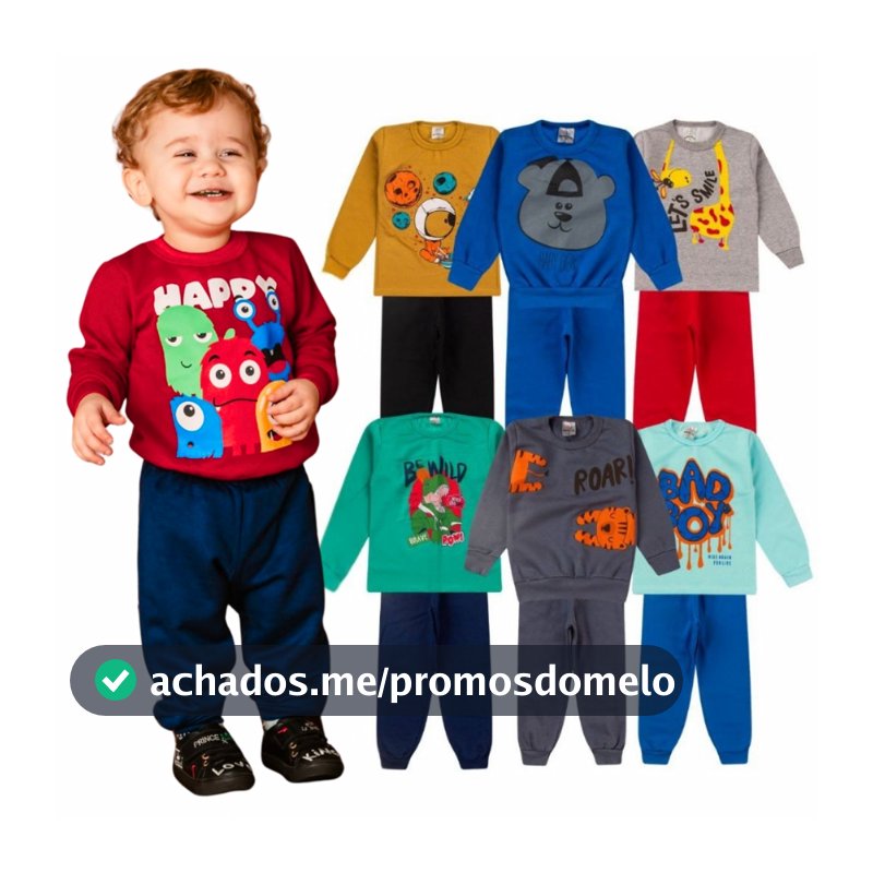 Kit 6 Peças Moletom Infantil Menino Conjunto 1 ao 14 Masculino Inverno Manga Longa