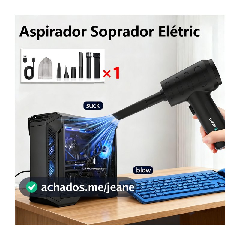 Vedo 2 em 1 Ventilador Soprador Elétrico Turbo Ar Sem Fio Portátil Com Aspirador Função