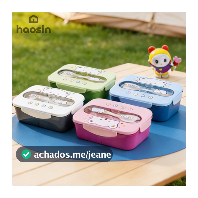haosin Conjunto de Lancheira Portátil, Inclui Garrafa de água de 550ml e Talheres, Próprio Para Micro-Ondas