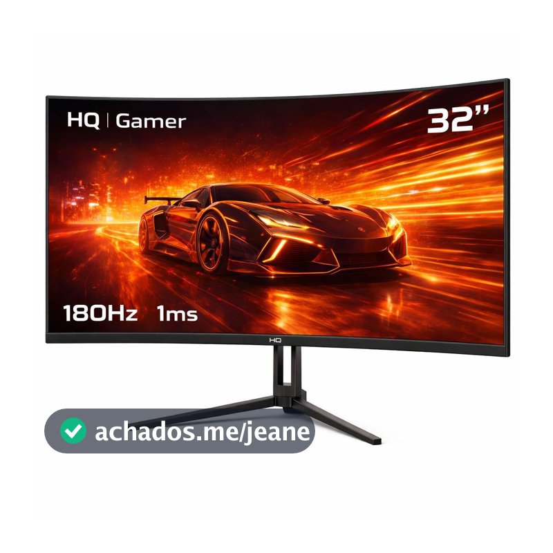 Monitor Gamer HQ Ultra 32" Curvo 1ms, 180Hz, Quad HD (QHD) - 2560x1440, AMD FreeSync, HDMI, DP, HQ32C180