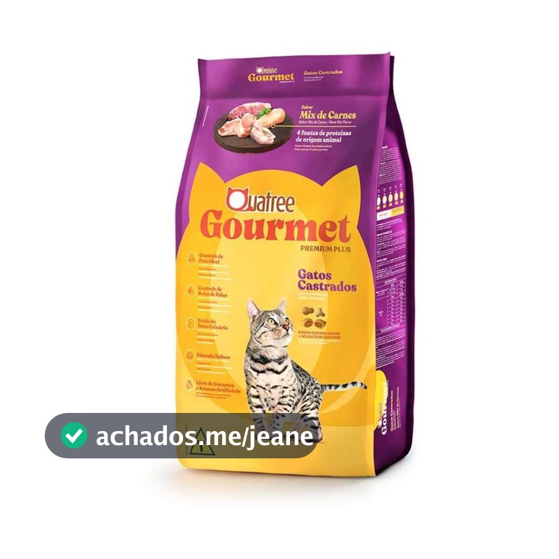 Ração Quatree Gourmet Gatos Castrados Mix de Carnes 3kg