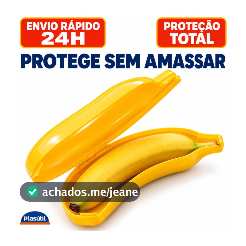 Porta Banana Plasútil Pote Protetor de Fruta BPA Free para Lancheira Escolar Bolsa Mochila Infantil