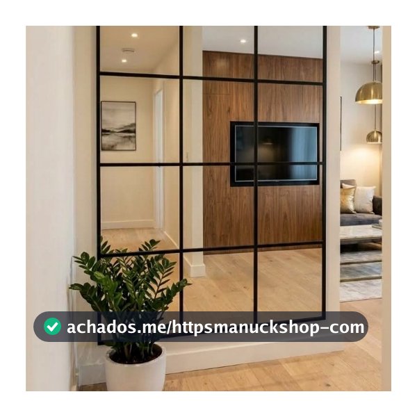 Painel de Espelho Decorativo Moderno 12 Unidades 20cm x 20cm Contemporâneo para Sala de Estar