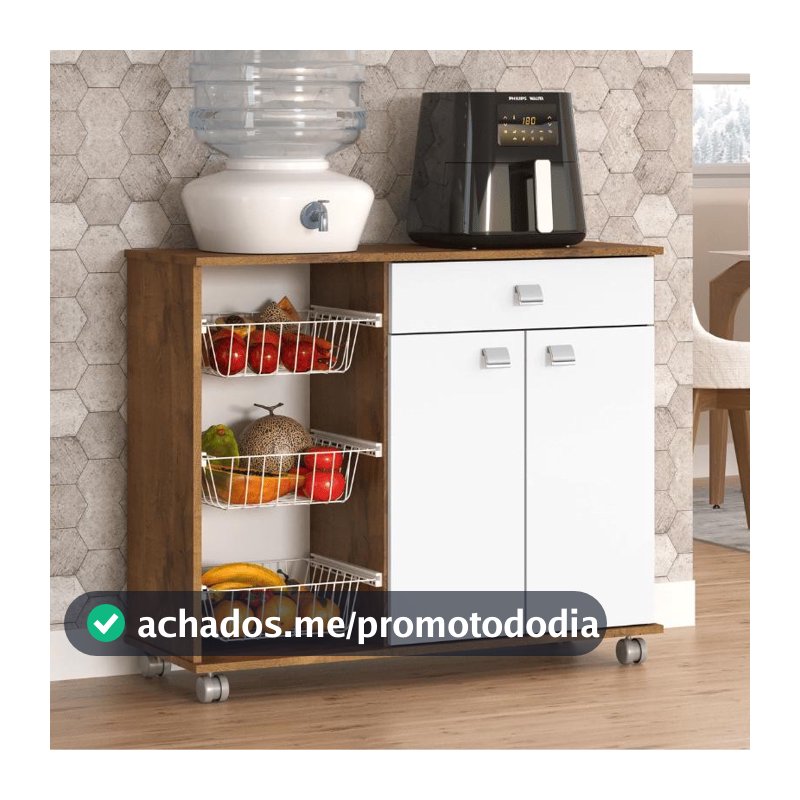 Fruteira Isis Com Rodinhas 2 Portas 1 Gaveta