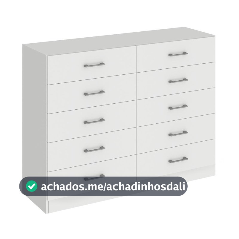 Cômoda Alta com 10 Gavetas 90cm Caribe CO902 Cor Branco - Fellicci Móveis