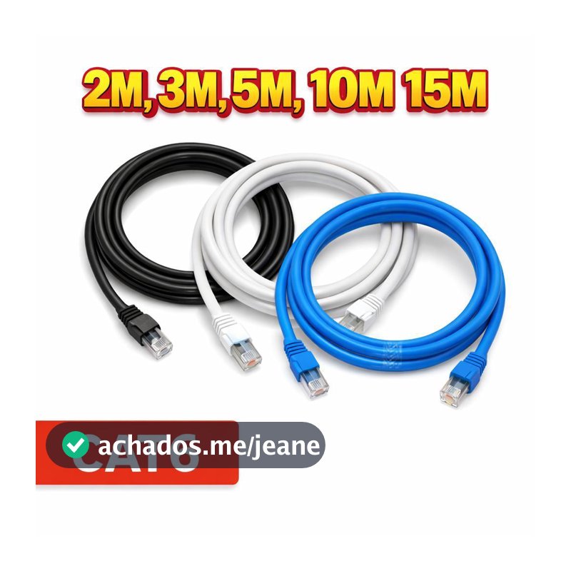 Cabo de Rede Ethernet CAT6 Blindado RJ45 1000Mbps Gigabit Alta Velocidade 2 a 15 Metros