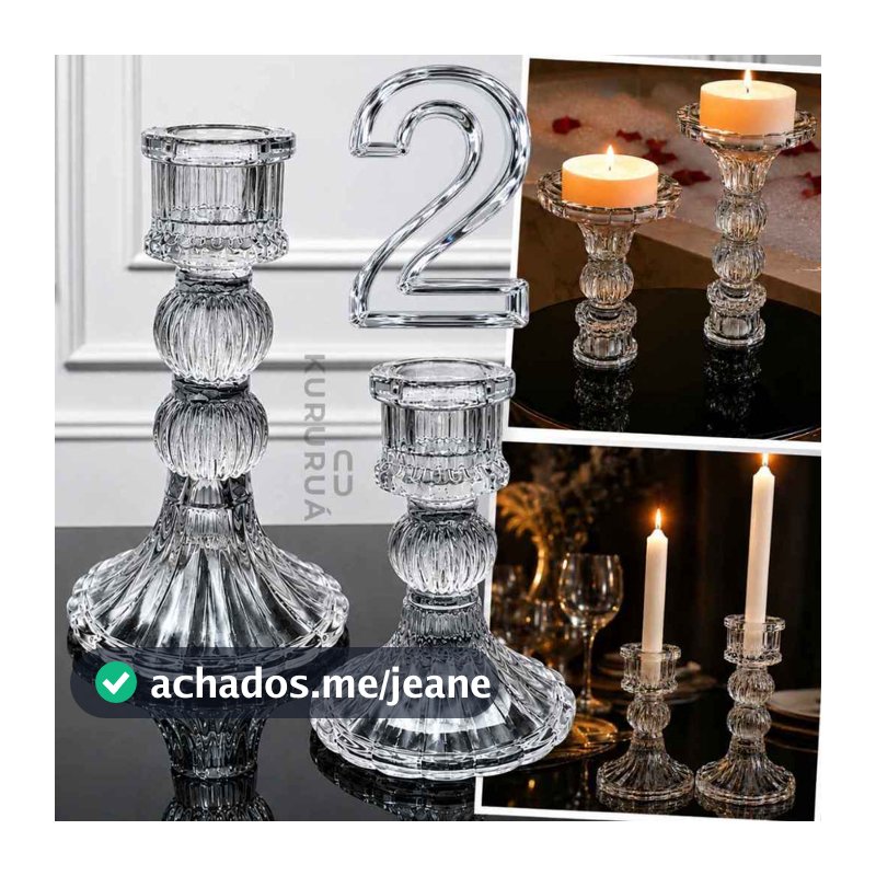 Castiçal de Luxo Decorativo Elegante Porta Velas Vidro Decoração De Mesa