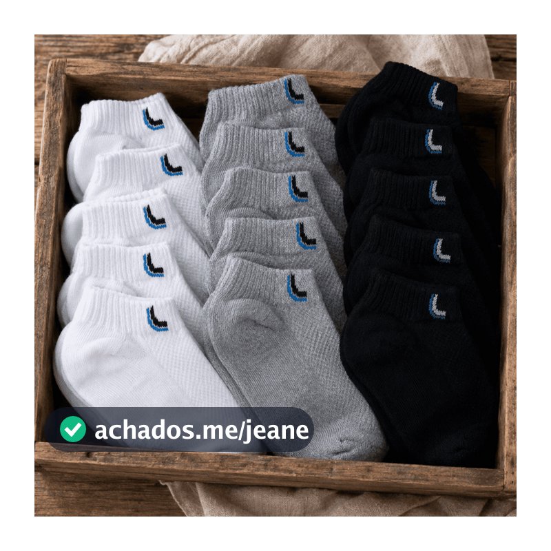 Meia Soquete Canelada Punho Confortável Kit Com 12 Pares Respirável Micro Furos Sem Apertar Ideal Para Trabalho Sport
