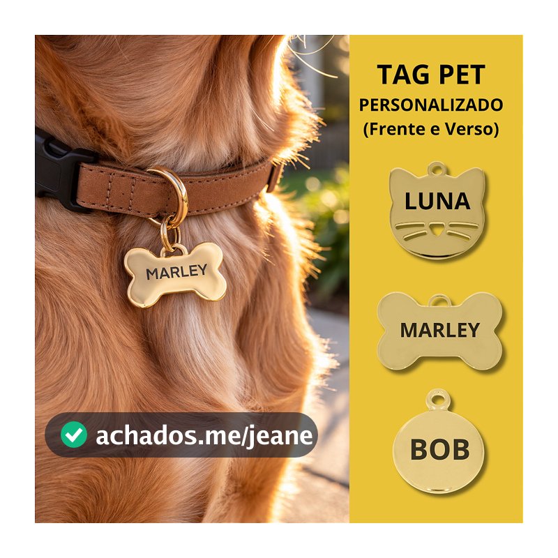 Pingente Tag Identificação Pet Gato Cachorro Gravação Laser