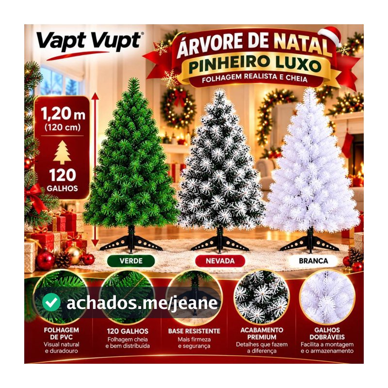 Árvore De Natal Branca Nevada Grande 120cm Com 110 Galhos Decoração
