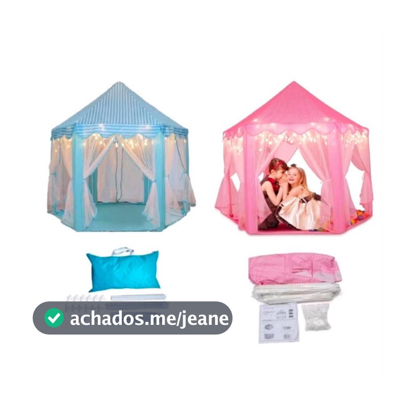 Barraca infantil tenda cabana castelo princesa mais luzes led promoção