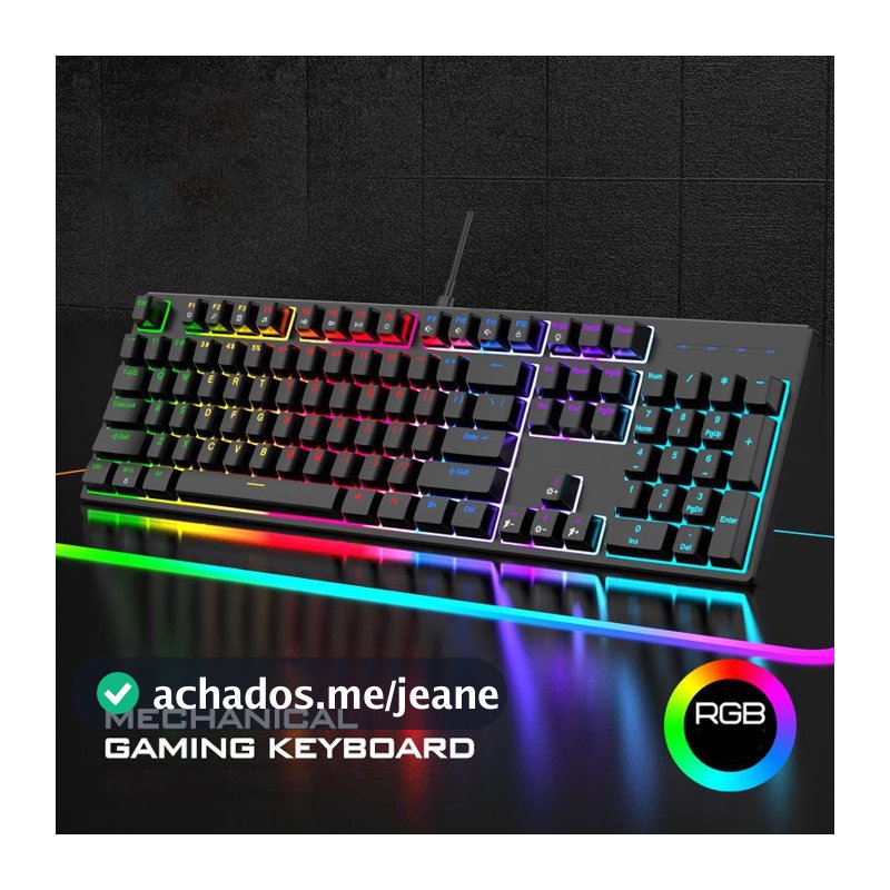 Teclado Gamer Mecânico Blue Switch Led Rgb Português Brasil